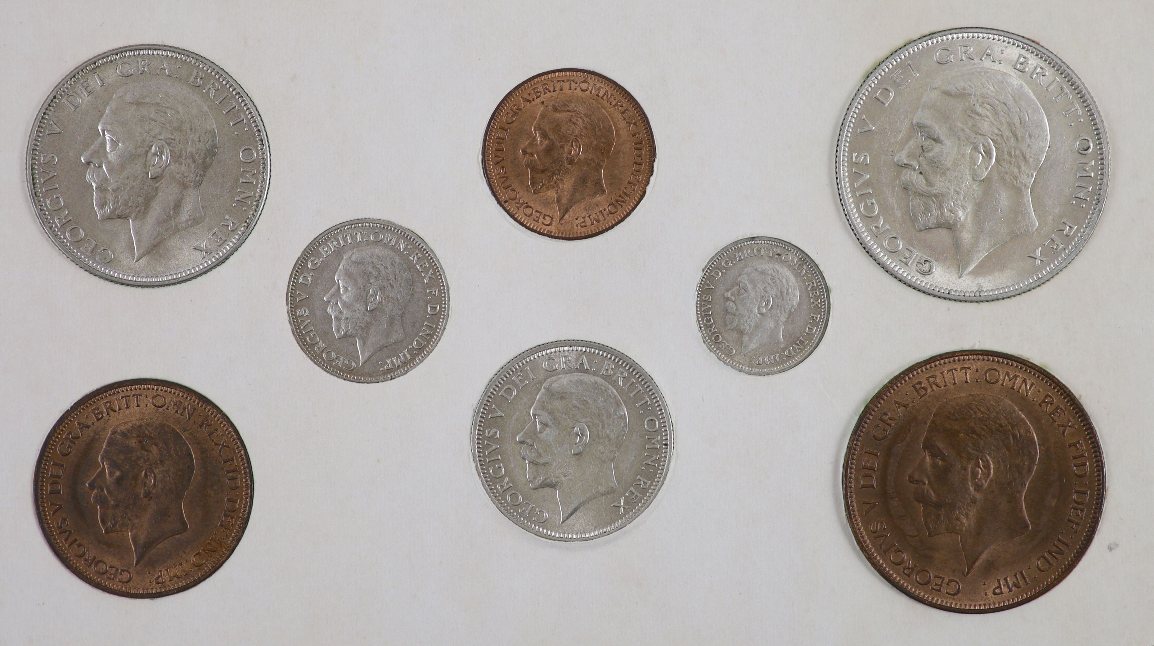 George V specimen set of nine coins, 1936, fourth coinage, comprising Crown (S4036), cleaned about EF, scarce, halfcrown florin, shilling and sixpence, cleaned, about EF/EF, the penny, halfpenny and farthing, lustrous UN